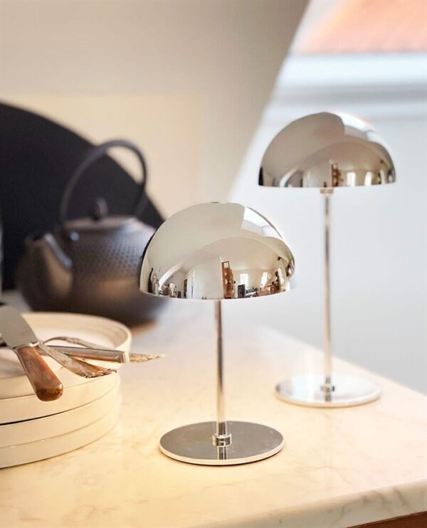 Along LED bordlampe / batterilampe, krom (2 stk.)
