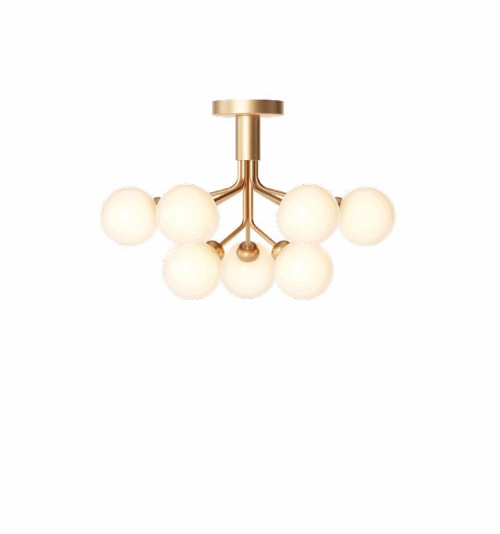 Apiales 9 loftlampe, børstet messing/opal