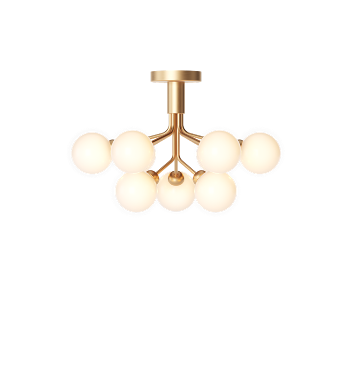Apiales 9 loftlampe, børstet messing/opal