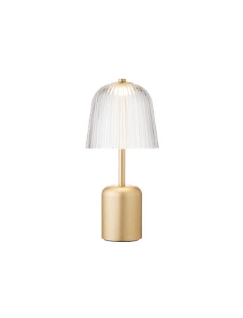 Asteea Portable bordlampe / batterilampe, satin messing/riflet klar