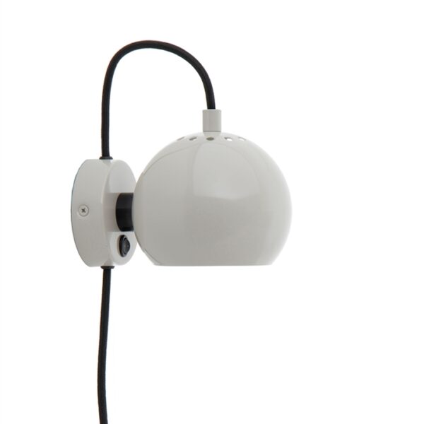 Ball væglampe, blank pale grey