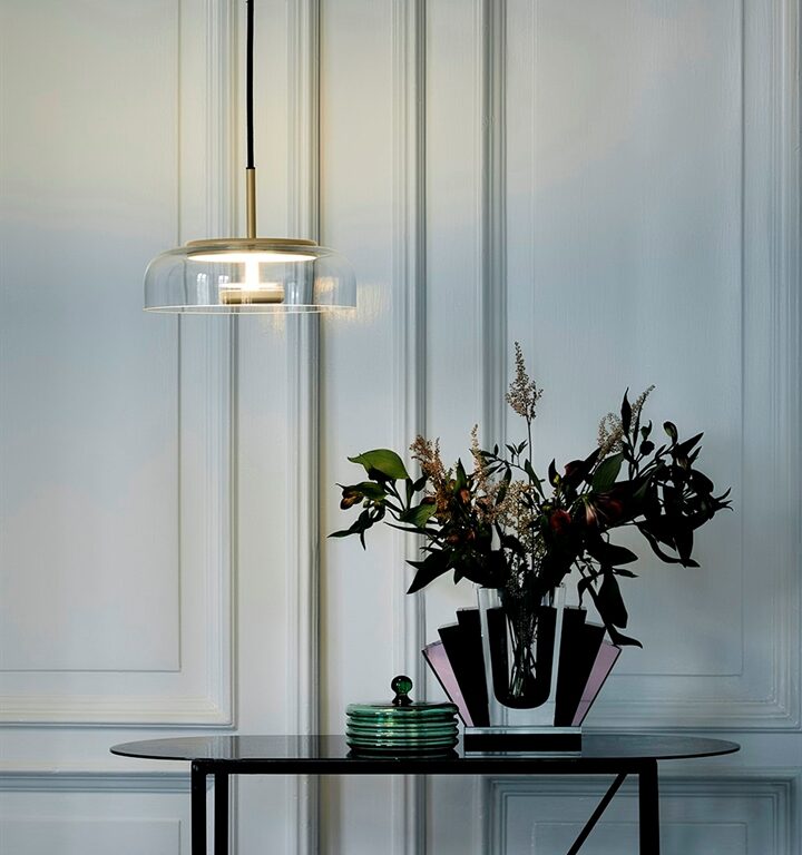 Blossi 1 pendel, nordic guld/klar