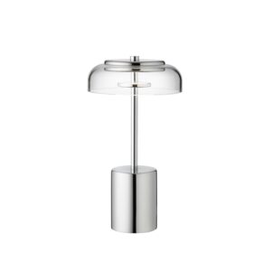 Blossi Mini Portable bordlampe / batterilampe, krom/klar