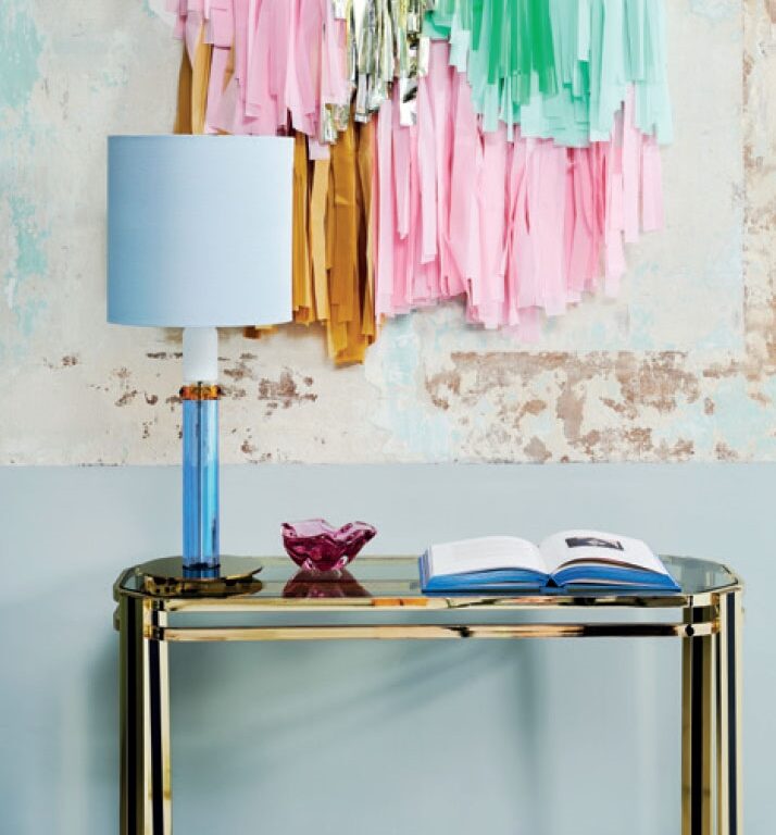 Carnival bordlampe No. 1, blue/amber/white/clear