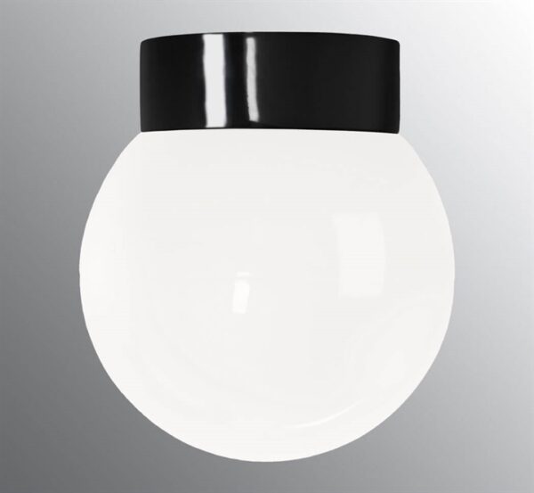 Classic Globe 200 loftlampe / væglampe IP44, sort/blank opal