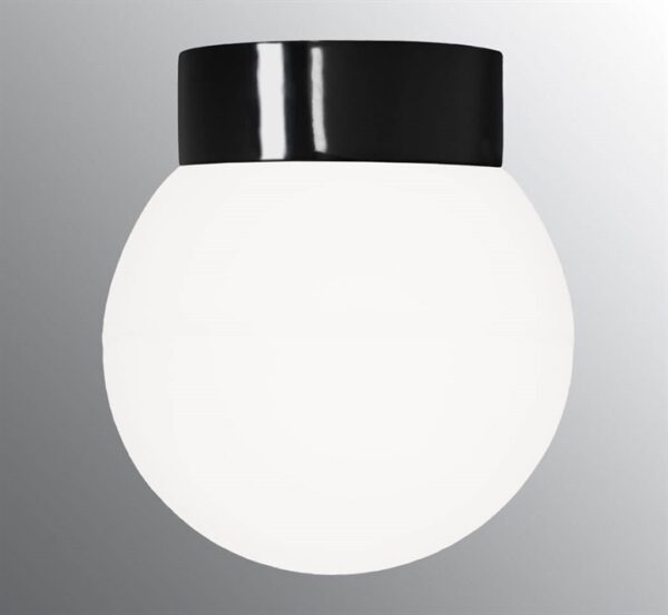 Classic Globe 200 loftlampe / væglampe IP44, sort/mat opal