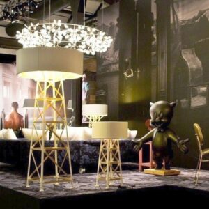 Construction gulvlampe Medium, hvid/træ