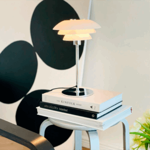 DL20 bordlampe, opal/krom