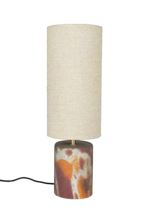DUTCHBONE Earl bordlampe - stof og multifarvet glas
