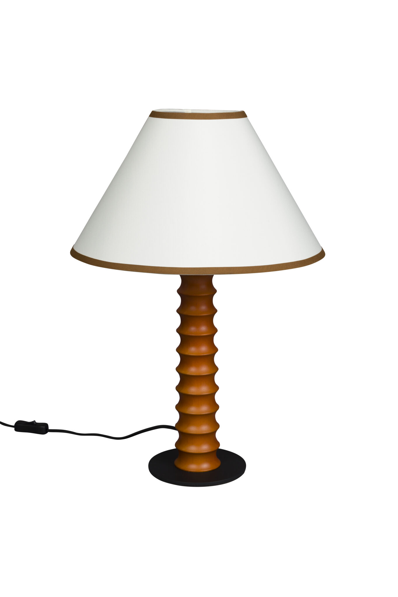 DUTCHBONE Horace bordlampe - beige bomuld og brun egetræ