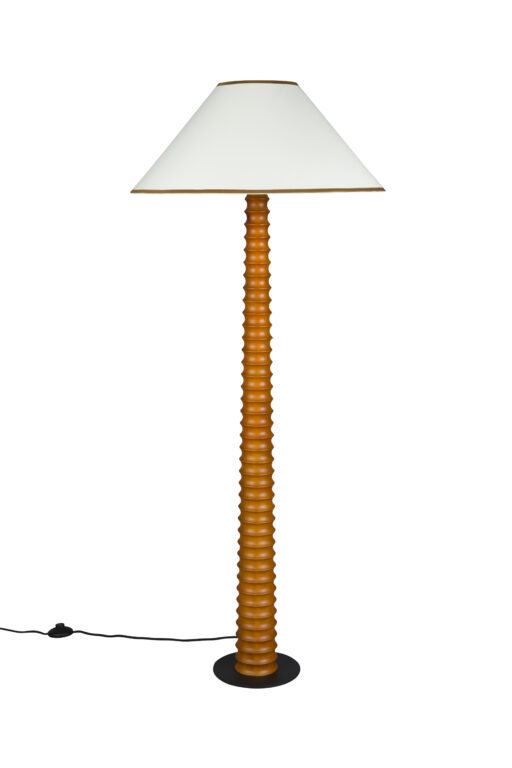DUTCHBONE Horace gulvlampe - beige bomuld og brun egetræ