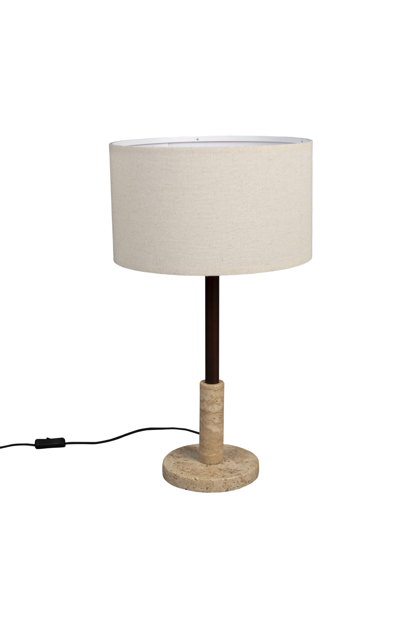 DUTCHBONE Jackson bordlampe - linned, valnøddefarvet træ og kalksten
