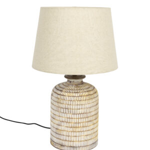 DUTCHBONE Russel bordlampe - sand linned og keramik
