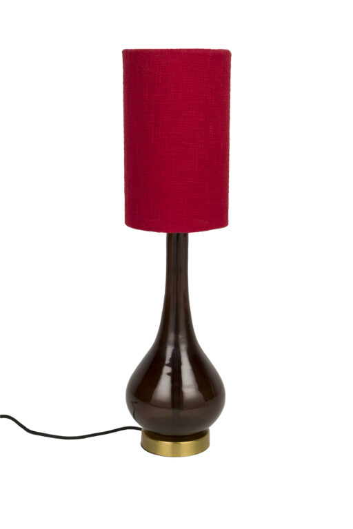 Dutchbone Jules bordlampe - rød stof og brun glas