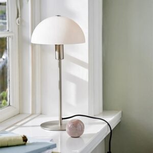 Ellen 20 bordlampe, børstet stål/opal