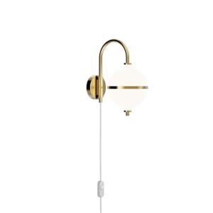 Eternal Moonlight væglampe m/hvid ledning, opal/messing