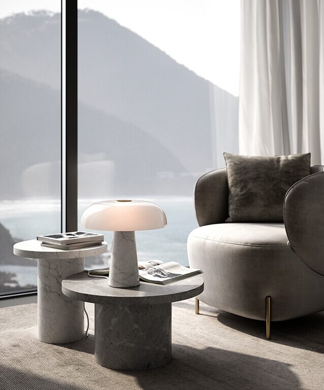 Glossy bordlampe, hvid