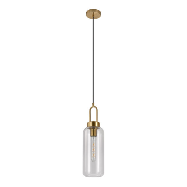HOUSE NORDIC Luton loftlampe, cylinderformet - klar glas og messing stål (Ø13)