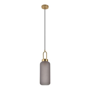 HOUSE NORDIC Luton loftlampe, cylinderformet - mat smokey glas og messing stål (Ø13)