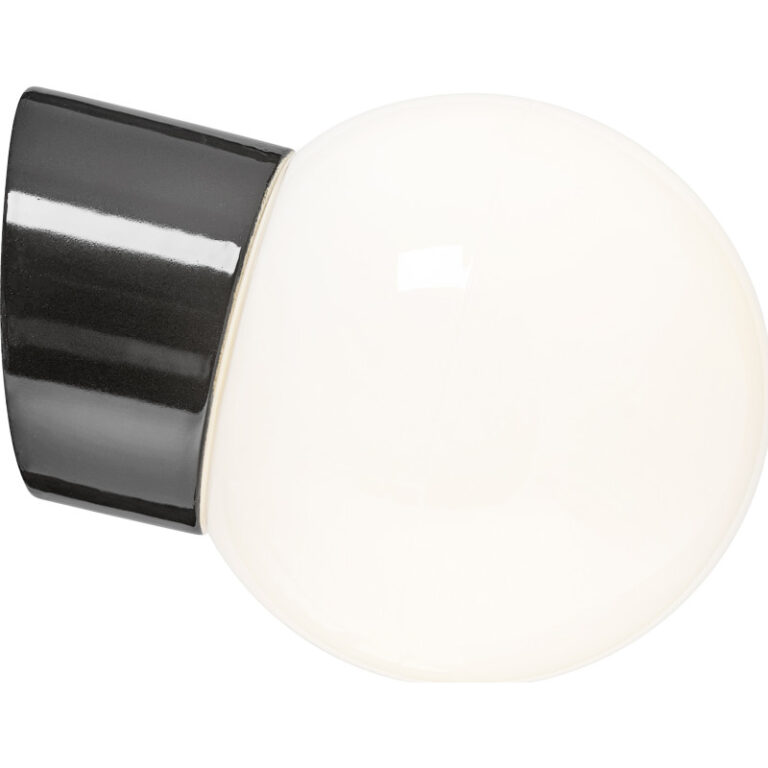 Ifö Electric Classic Glob 150 væglampe, blank opal, sort