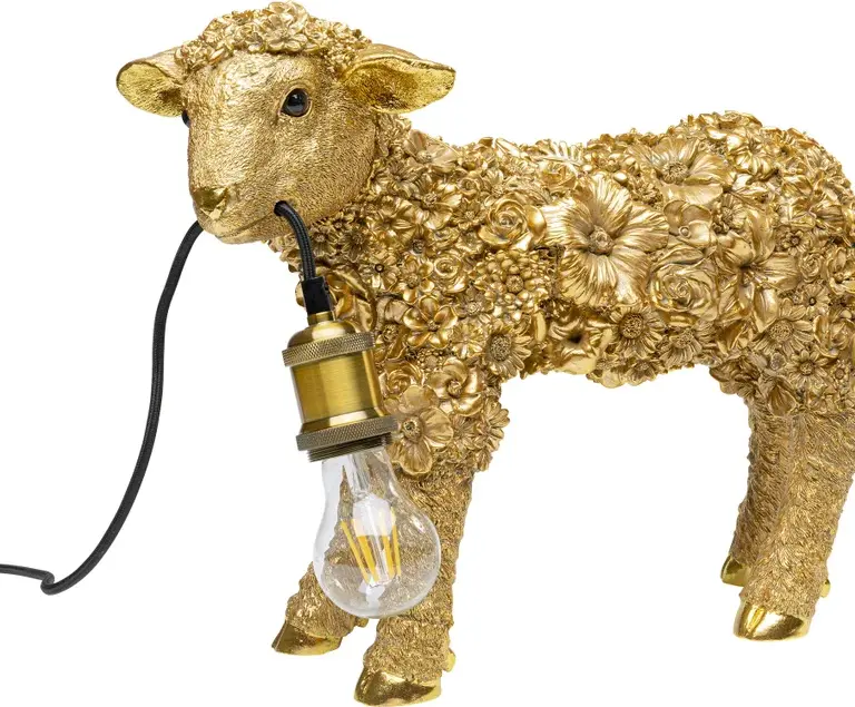 KARE DESIGN Animal Flower Sheep bordlampe - guld polyresin