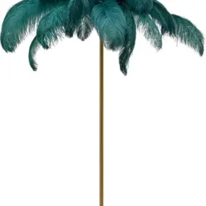 KARE DESIGN Feather Palm gulvlampe - grøn strudsefjer og messing stål