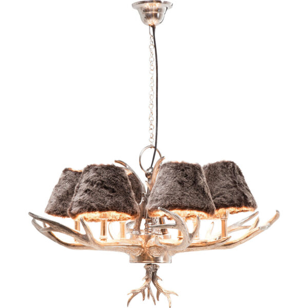 KARE DESIGN Huntsman 6-Branched loftlampe - brunt polyester og sølv stål/aluminium