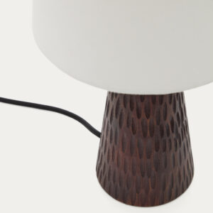 KAVE HOME Amire bordlampe, m. hvid stofskærm - mørk brun træ