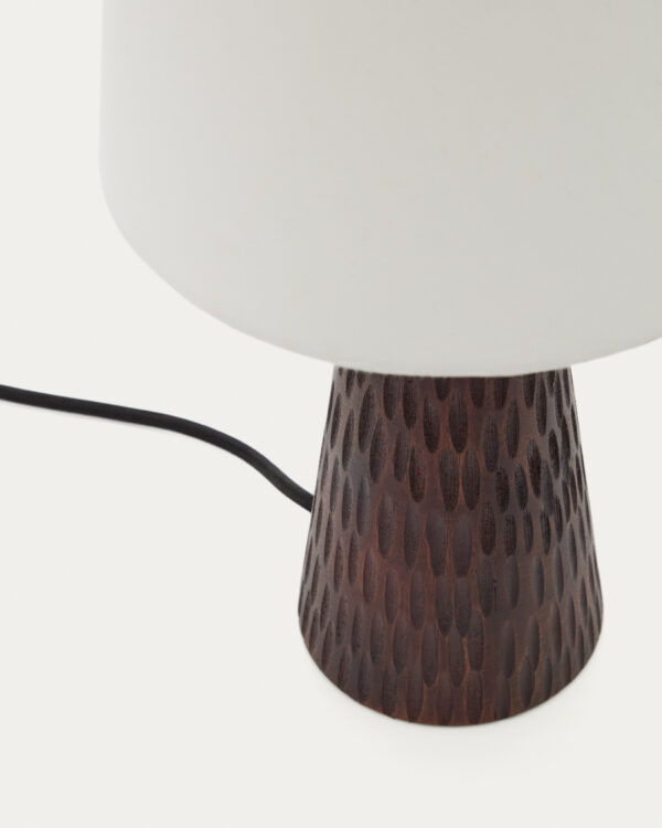 KAVE HOME Amire bordlampe, m. hvid stofskærm - mørk brun træ
