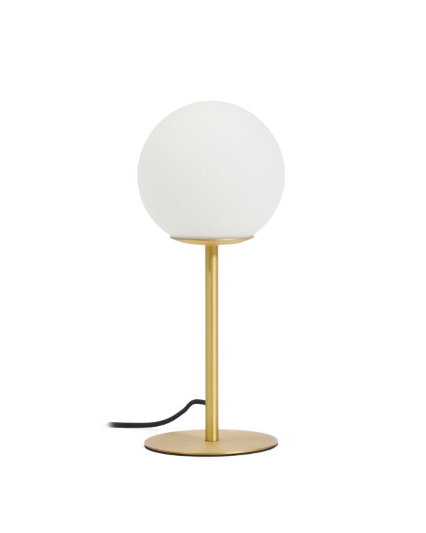 KAVE HOME Brisia bordlampe - 1 matteret glaskugle og børstet messingfinish metal (Ø15)