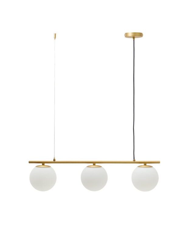 KAVE HOME Brisia loftlampe - 3 matterede glaskugler og børstet messingfinish metal (Ø15)