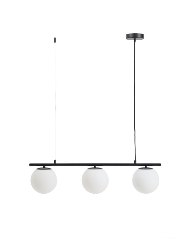 KAVE HOME Brisia loftlampe - 3 matterede glaskugler og sort metal (Ø15)