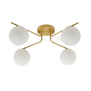 KAVE HOME Brisia loftlampe - 4 matterede glaskugler og børstet messingfinish metal (Ø15)