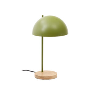 KAVE HOME Catlar bordlampe i asketræ og metal i grønmalet finish