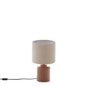 KAVE HOME Daeli bordlampe - beige bomuld og orange keramik