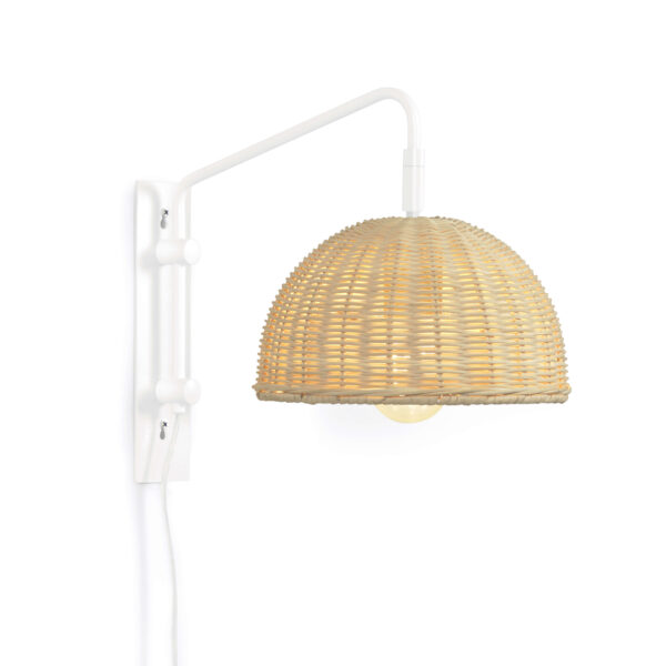 KAVE HOME Damila væglampe - natur rattan og hvid metal