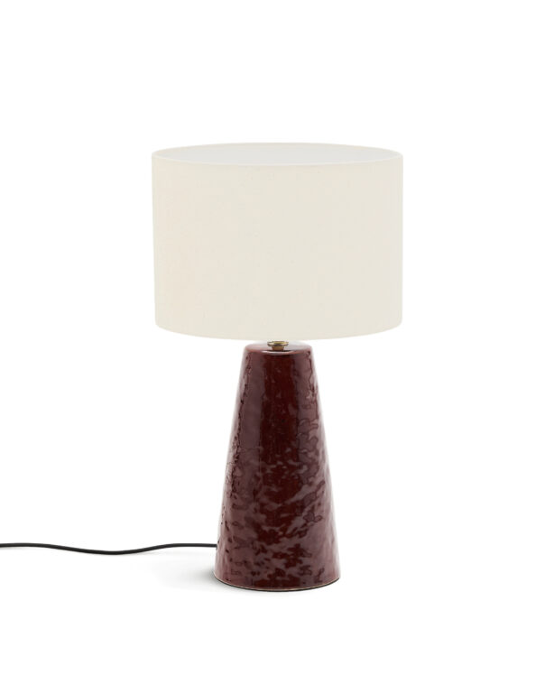 KAVE HOME Drava bordlampe - bomuld og bordeaux keramik
