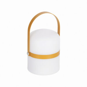 KAVE HOME Janvir genopladelige bordlampe - hvid plast og sennepsgul metal