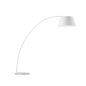 KAVE HOME Juhe gulvlampe - hvid stof, stål og marmor
