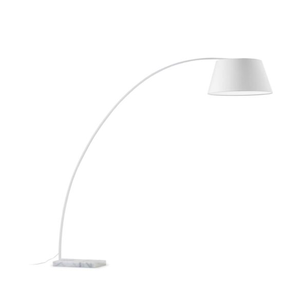 KAVE HOME Juhe gulvlampe - hvid stof, stål og marmor