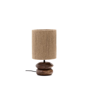 KAVE HOME Kor bordlampe lavet af jute og akacietræ i mørk finish