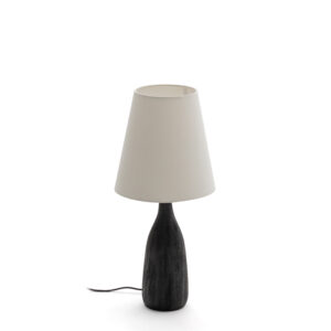 KAVE HOME Luvia bordlampe - hvid stof og sort træ