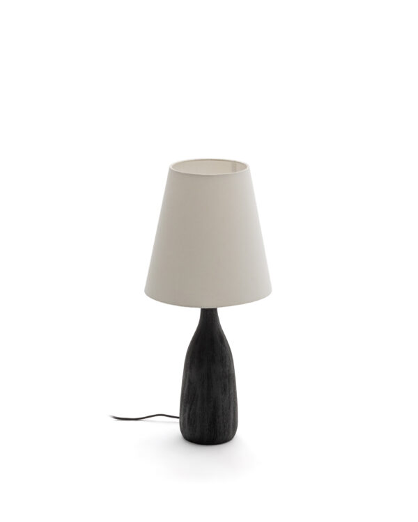 KAVE HOME Luvia bordlampe - hvid stof og sort træ