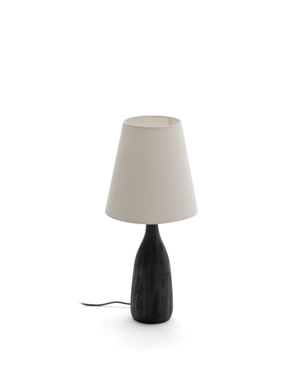 KAVE HOME Luvia bordlampe - hvid stof og sort træ