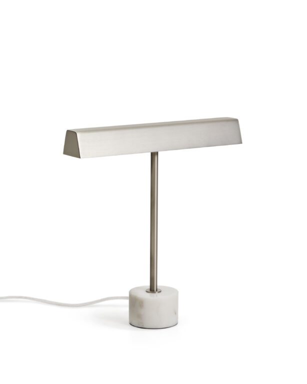 KAVE HOME Lynor bordlampe - børstet metal og hvid marmor