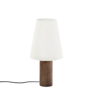 KAVE HOME Marga bordlampe - elfenben bomuld og mørkebrun gummitræ