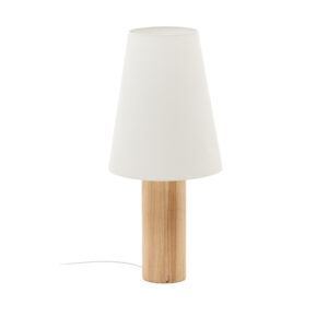 KAVE HOME Marga gulvlampe - hvid stof og natur træ