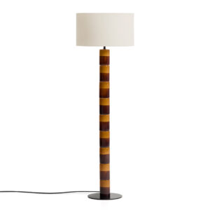 KAVE HOME Mavran gulvlampe - bomuld og brun og sennepsfarvet keramik