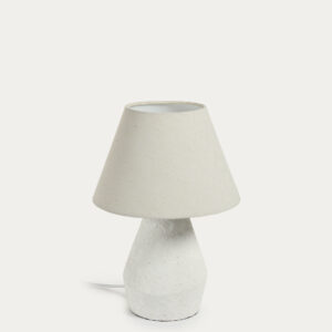 KAVE HOME Noara bordlampe, rund - hvid linned og magnesium (Ø30)