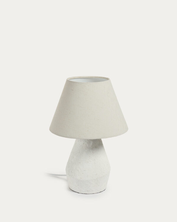 KAVE HOME Noara bordlampe, rund - hvid linned og magnesium (Ø30)